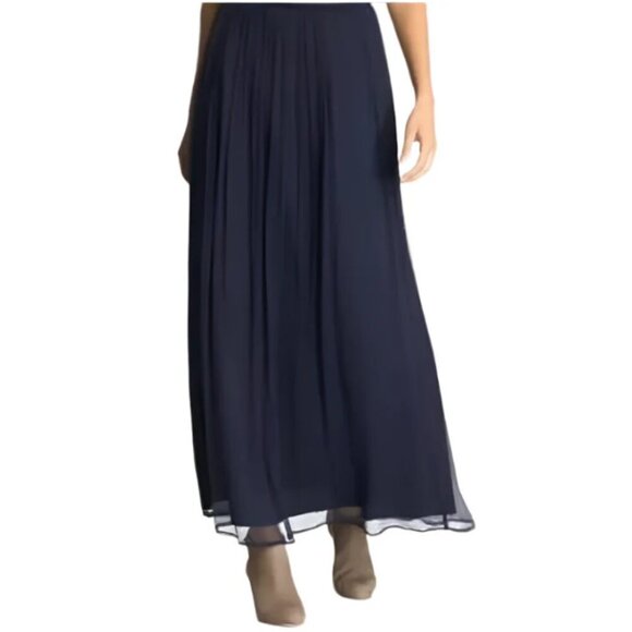 Olsen Maxi Skirt Medium Blue Overlay Flowy Lightweight Cotton Viscose EU40 Zip - Picture 3 of 9